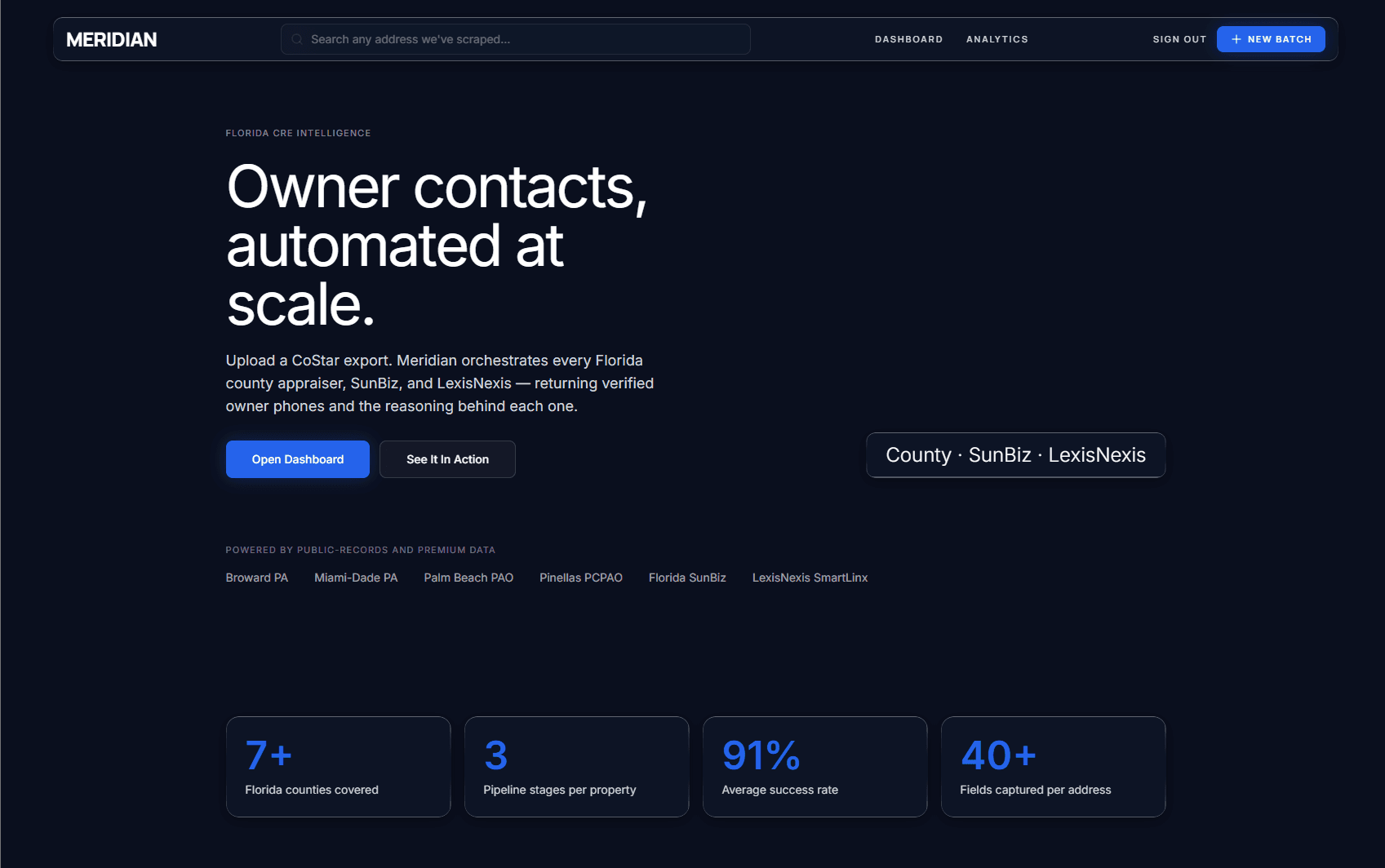Meridian — Florida CRE intelligence dashboard